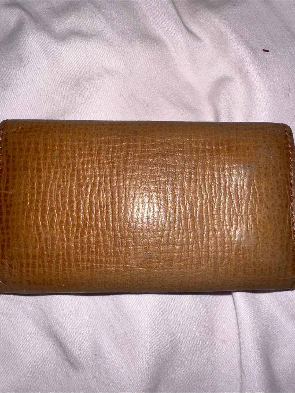 Burberry Tan Leather Key & Card Holder gold accents good condition